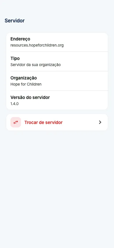 A página Servidor em Mais
