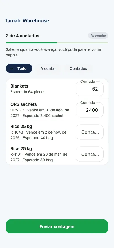 Uma contagem em andamento