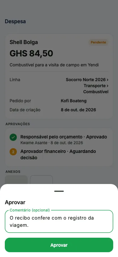 Aprovar com um comentário