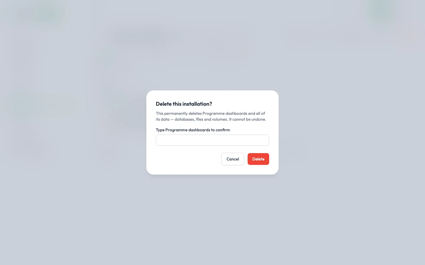 Confirm deletion by typing the name