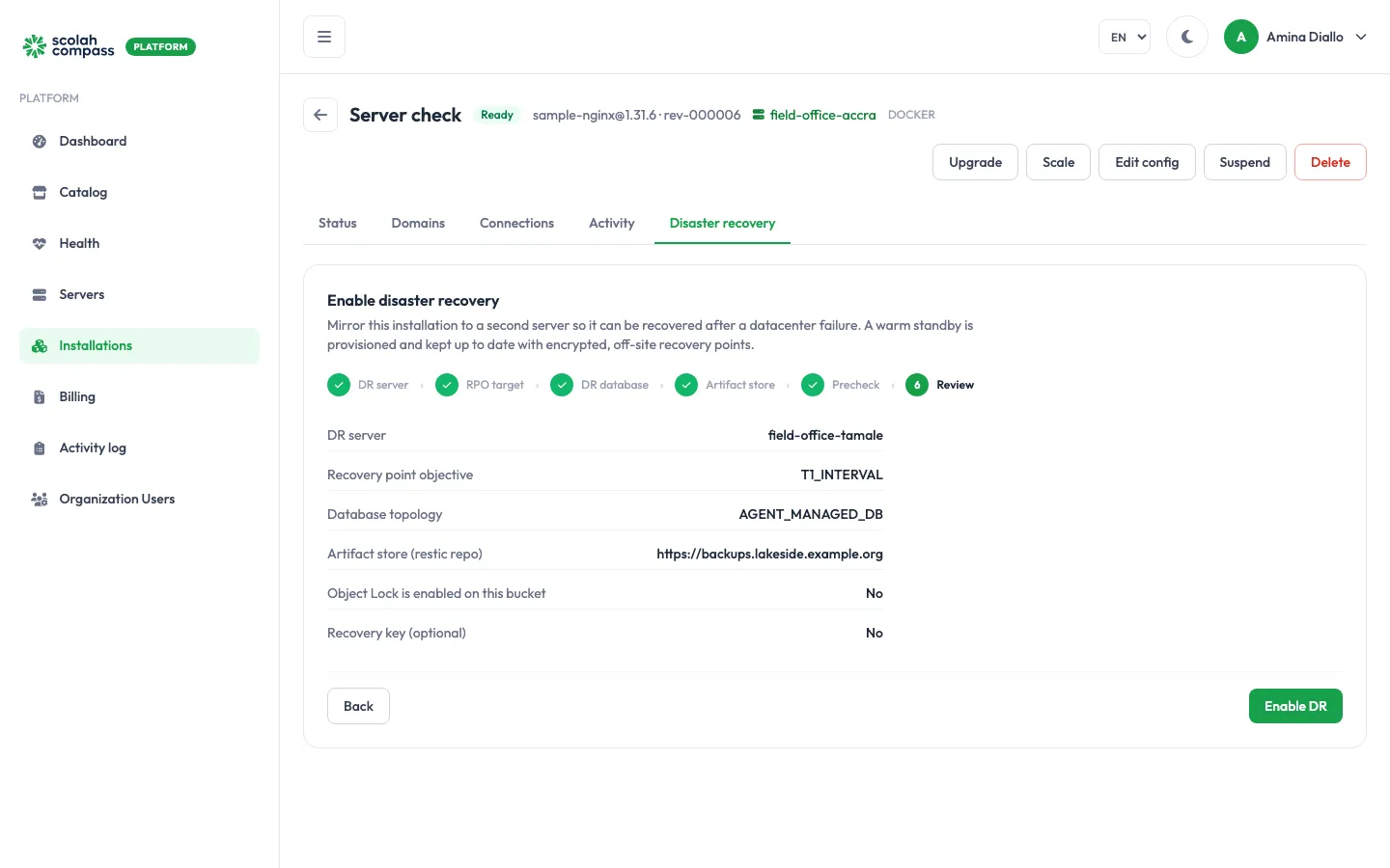 Step 6: review and enable