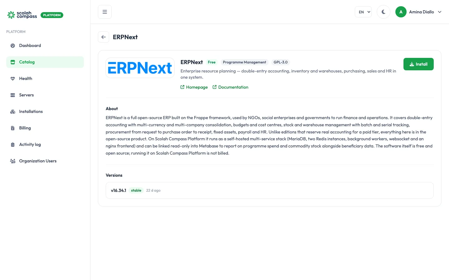 ERPNext in the catalog