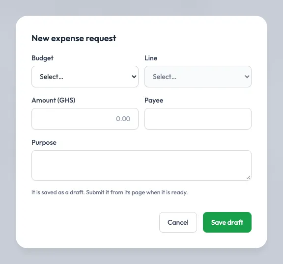 New expense request