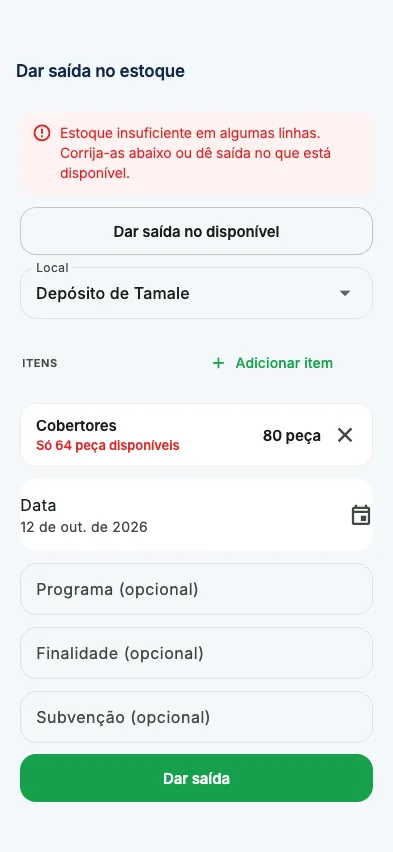 Uma saída verificada antes de gravar, com uma linha em falta