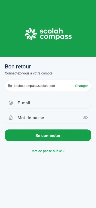 Connexion à une organisation hébergée par Scolah