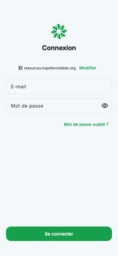 Connexion sur le serveur de votre organisation