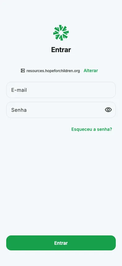 Login no servidor da sua organização