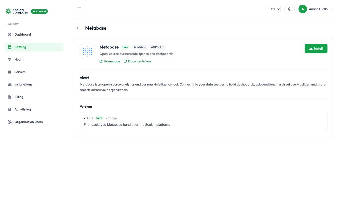Metabase in the catalog