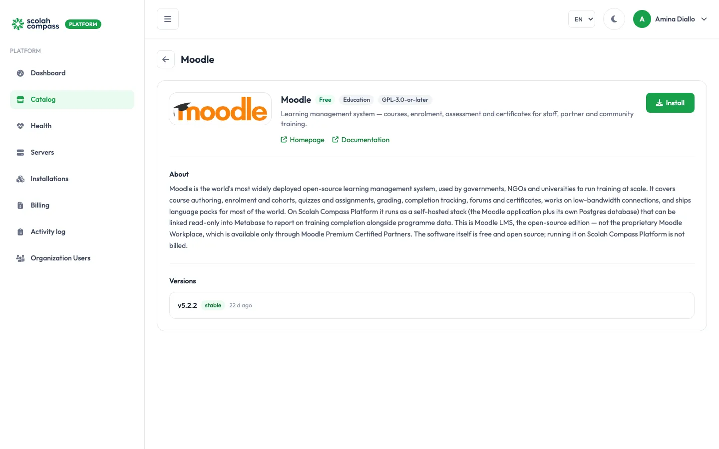 Moodle in the catalog