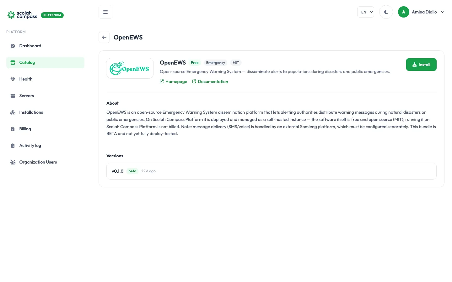 OpenEWS in the catalog