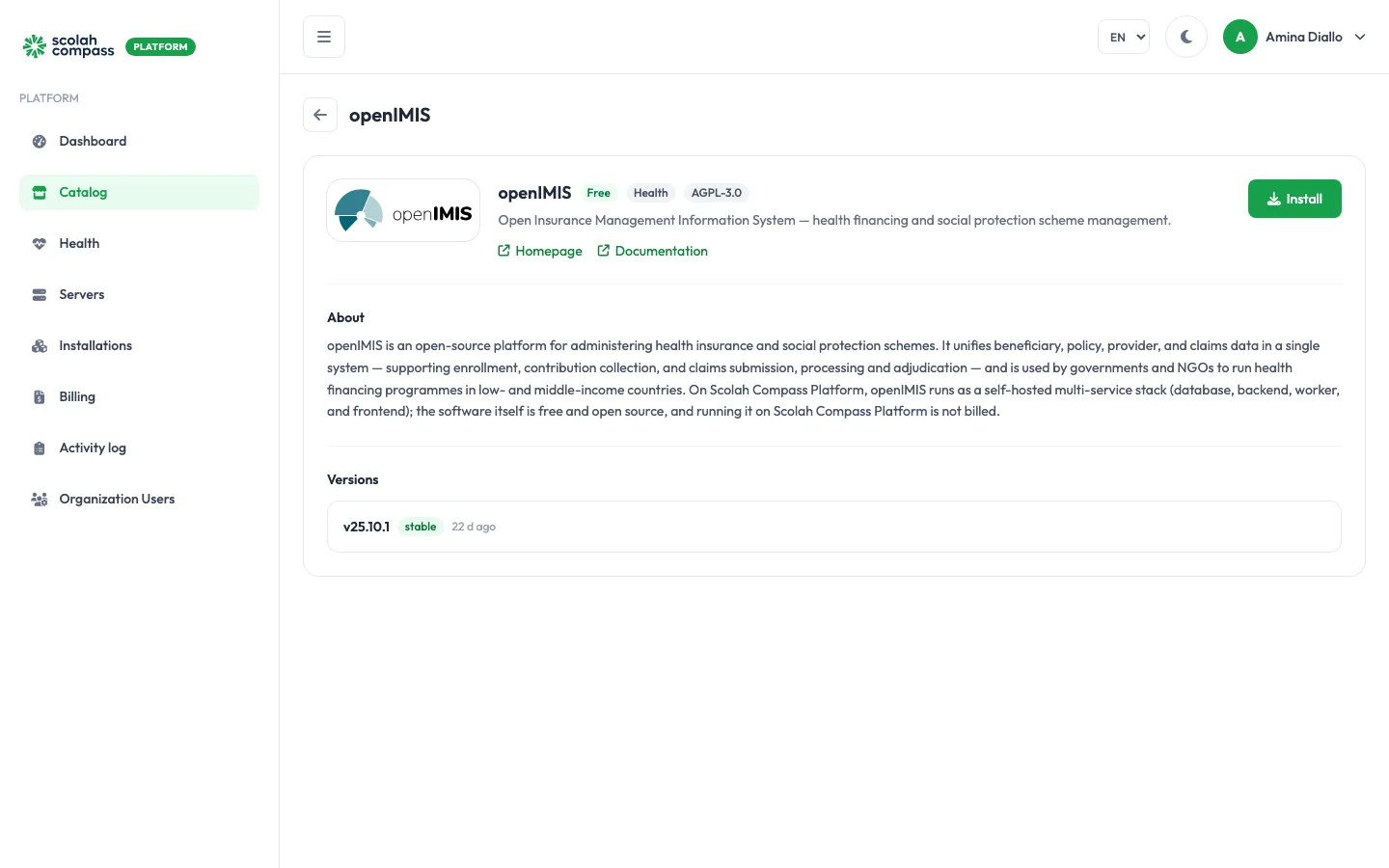 openIMIS in the catalog
