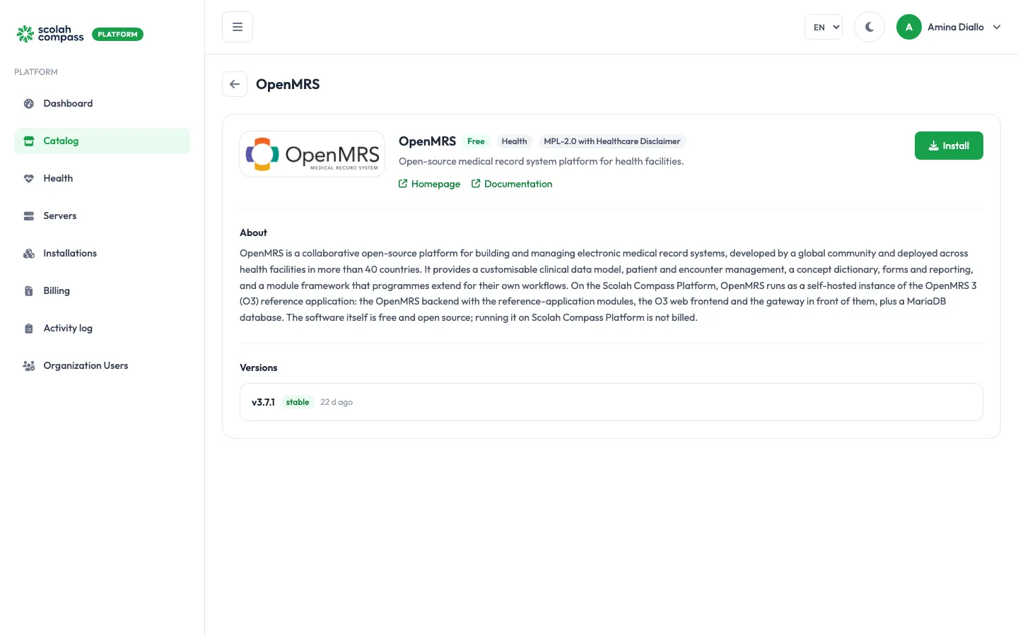 OpenMRS in the catalog