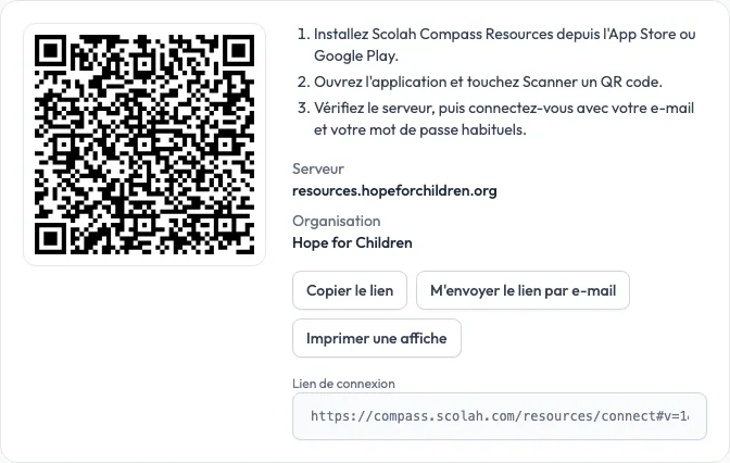 La page Application mobile du portail Resources