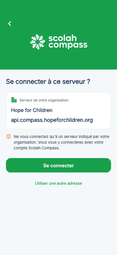 Vérification du serveur de votre organisation avant la connexion