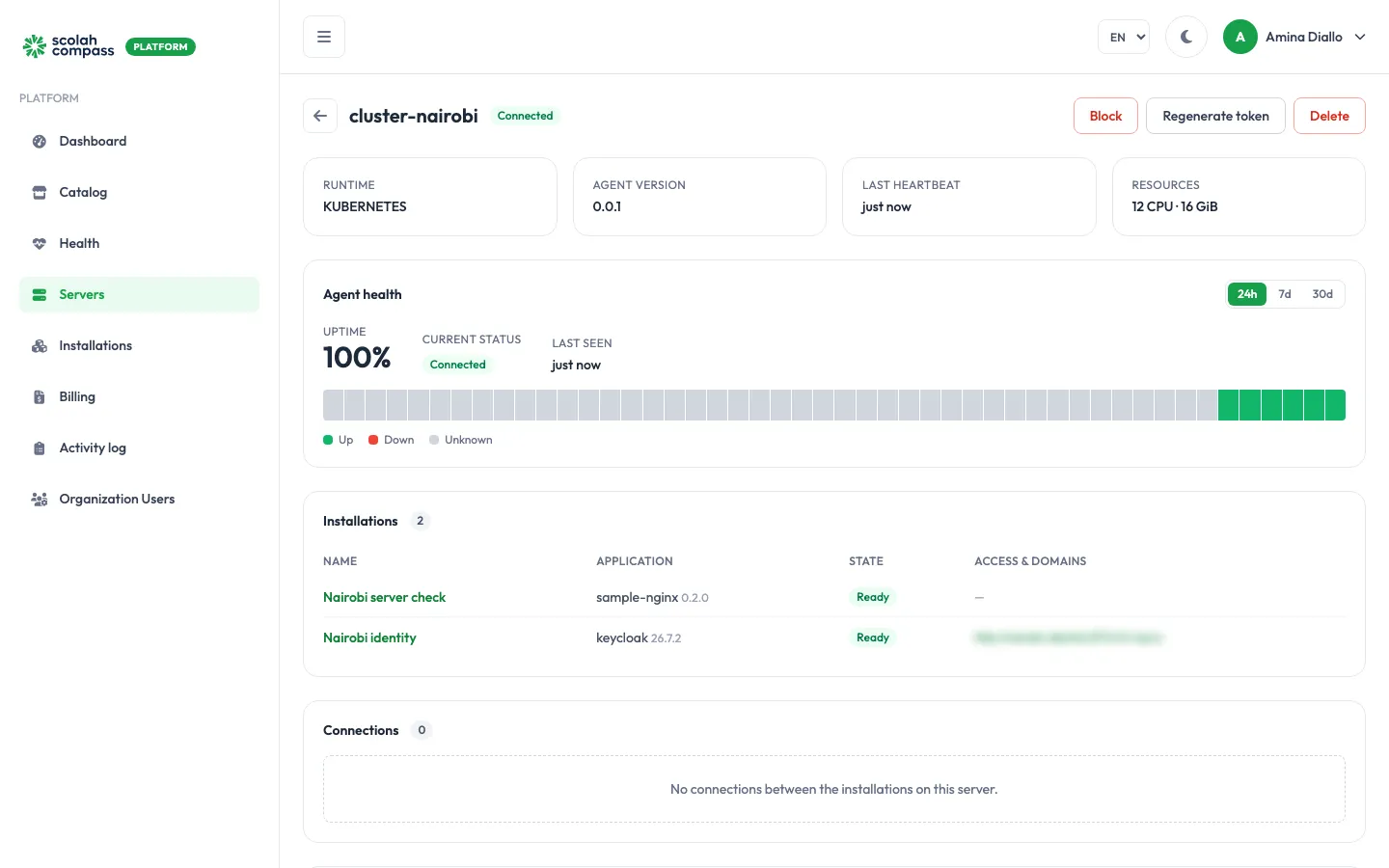 A connected Kubernetes cluster
