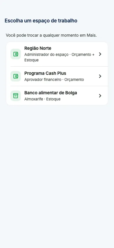 Escolher um espaço de trabalho